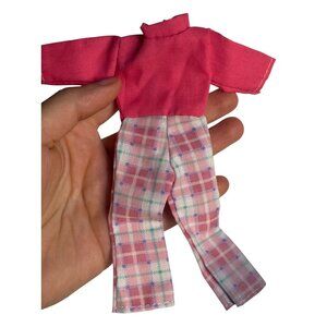 VTG Barbie Doll Retro Colorblock Plaid Pants Pink‎ Top Fashion Doll Outfit Y2K